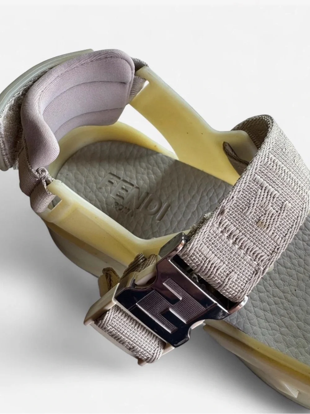 Fendi Flow 'Beige Jacquard Ribbon Cross-Strap Sandal Size Men’s 9.5